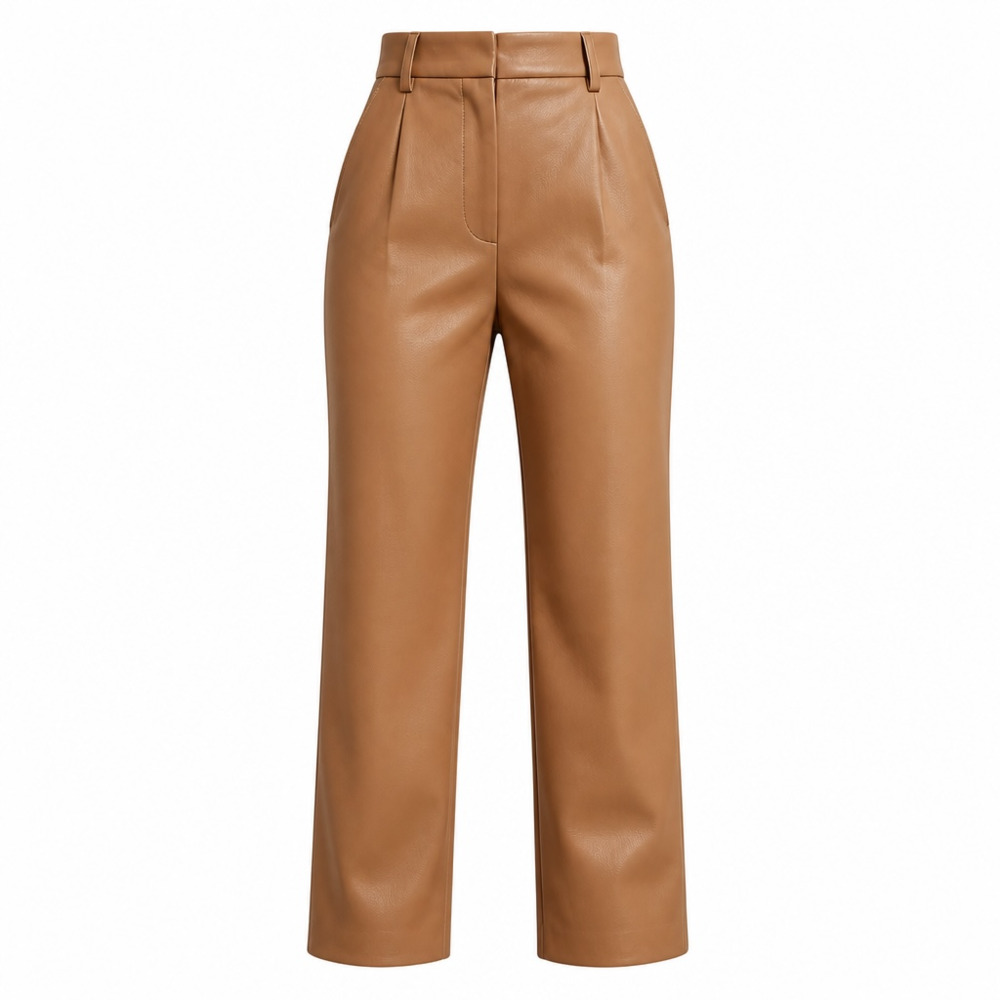 House of Harlow 1960 Faux Leather Pleated Wide Leg Trousers